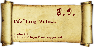 Báling Vilmos névjegykártya